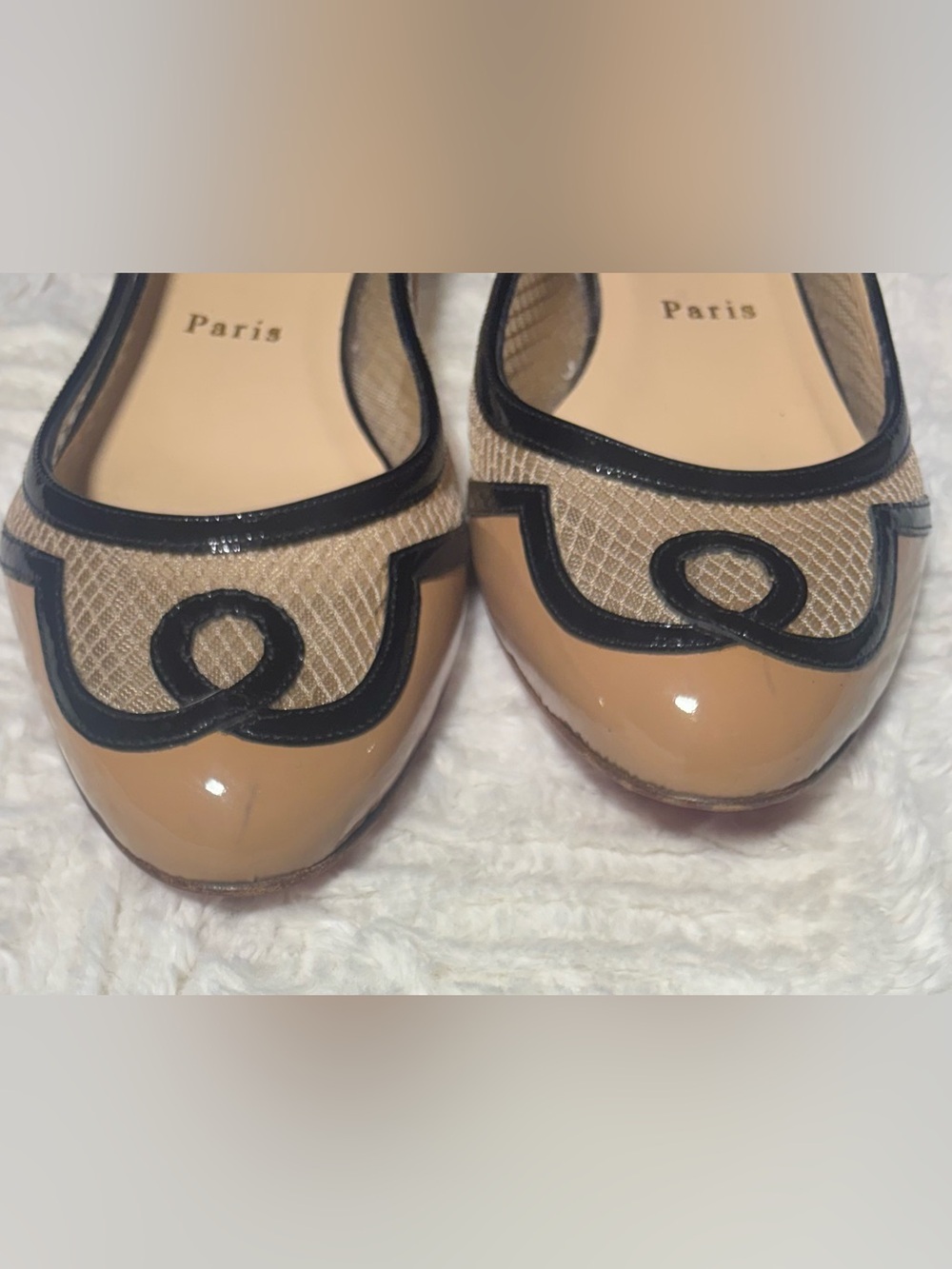Christian Louboutin mesh and patent leather ballet flats with red bottom - Picture 9 of 12
